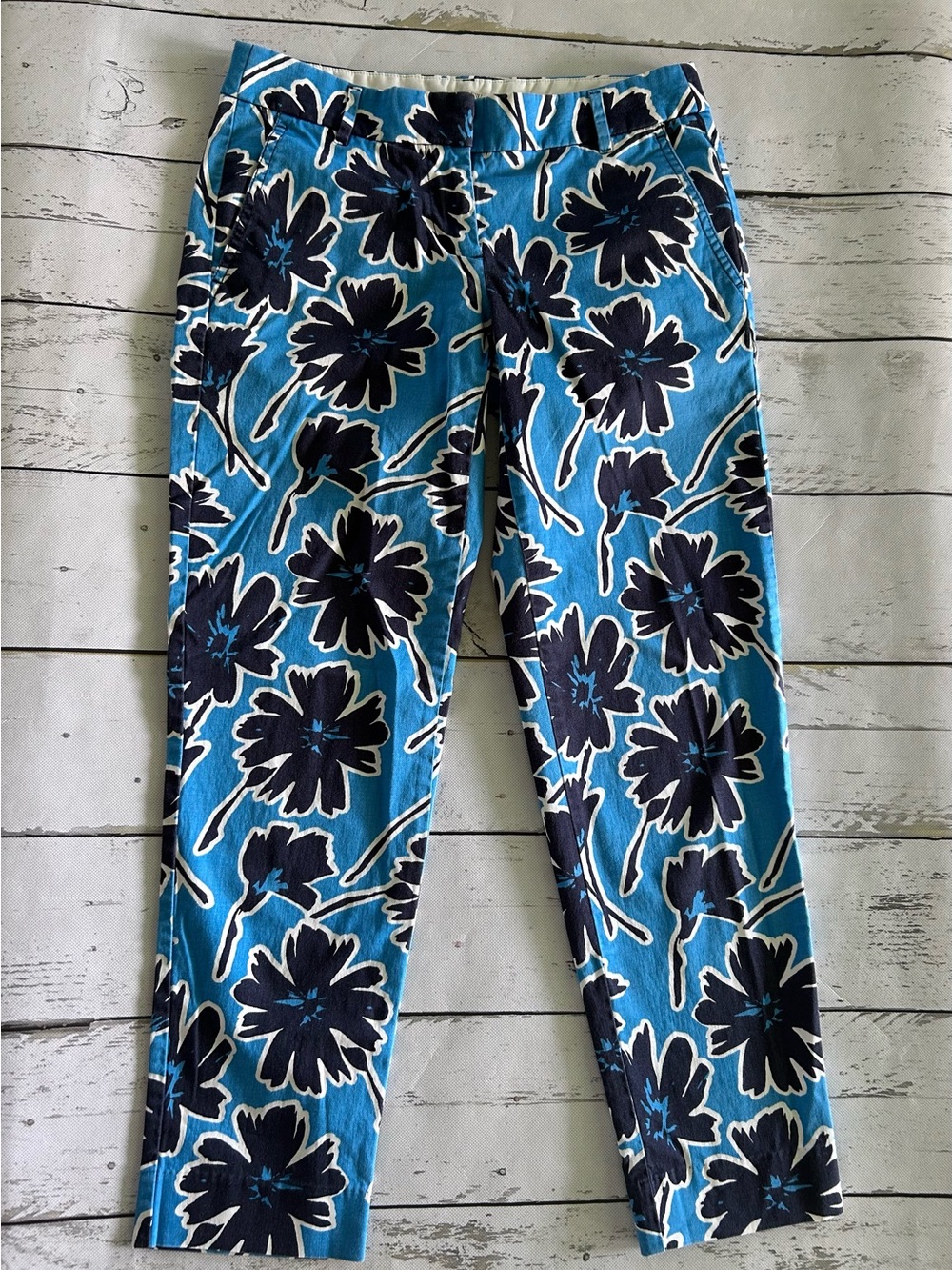 Sz 00 J. Crew Teal Floral  Pants